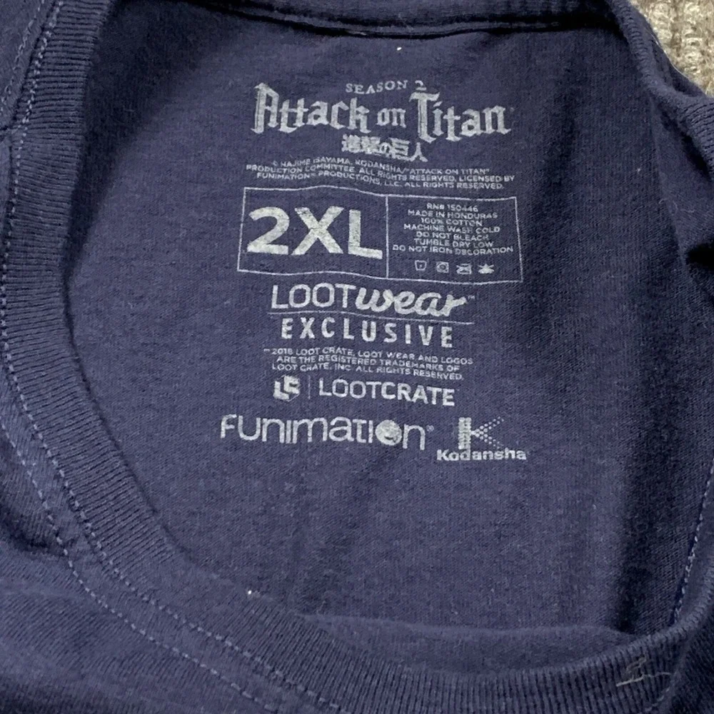 Attack On Titan T Shirt Womens 2XL XXL Blue Season 2 Loot Wear Exclusive Graphic